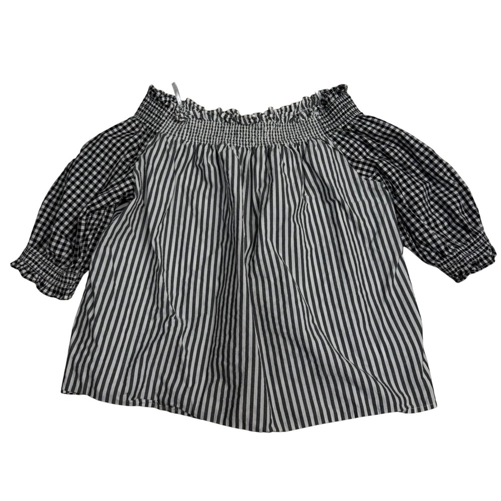 GAP (Black/White) Striped Gingham Off Shoulder Blouse Womens Size M